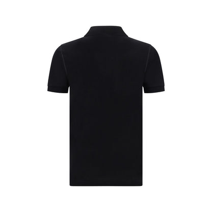 Back view of Dolce & Gabbana Black Cotton Polo Shirt with ribbed collar and iconic D&G monogram plaque, AW25 collection, 100% Cotton.