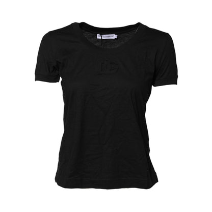 Dolce & Gabbana Black Cotton Short Sleeves Round Neck T-shirt