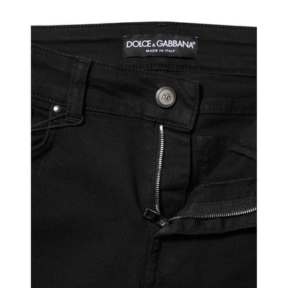 Dolce & Gabbana Black Cotton Skinny Mid Waist Denim Jeans