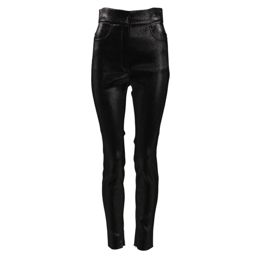 Dolce & Gabbana Black Cotton Stretch Lurex Thread Skinny Pants