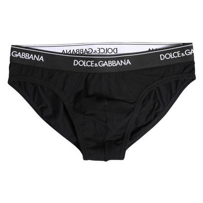 Dolce & Gabbana Black Cotton Stretch Regular Brief Underwear