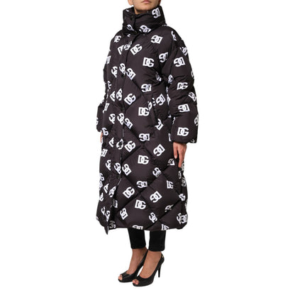 Dolce & Gabbana Black DG Mania Puffer Quilted Long Coat Jacket