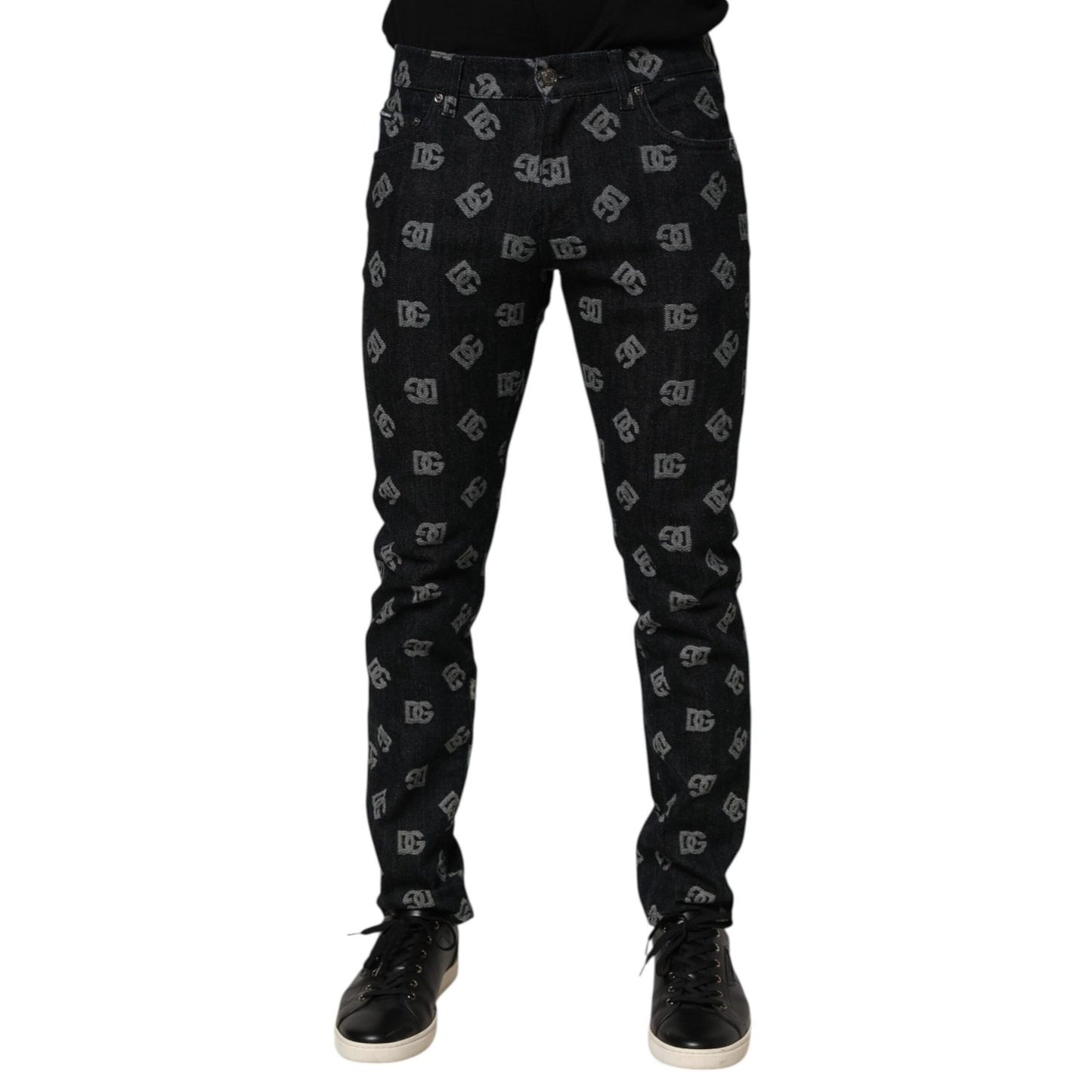 Dolce & Gabbana Black DG Monogram Cotton Skinny Denim Jeans