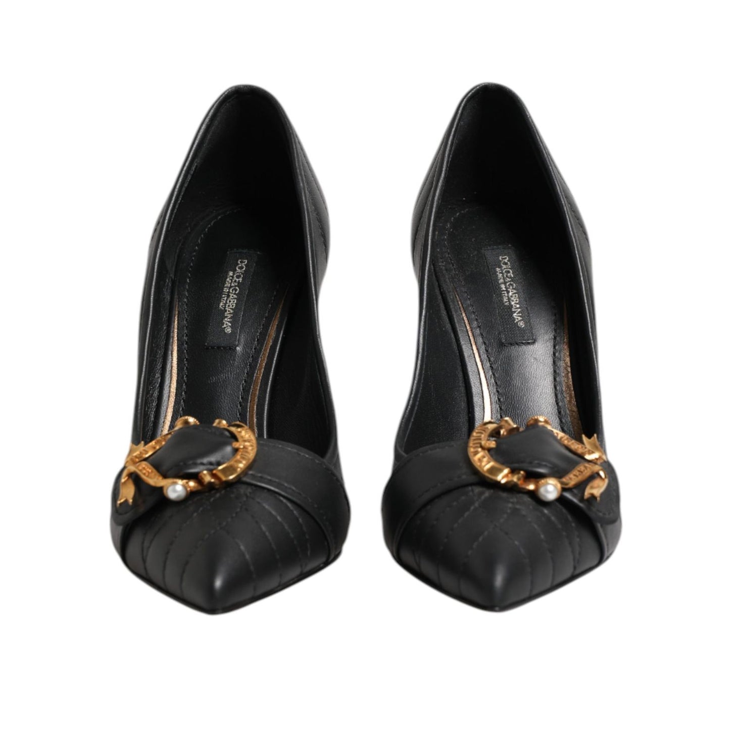 Dolce & Gabbana Black Devotion Leather Heels Pumps Shoes