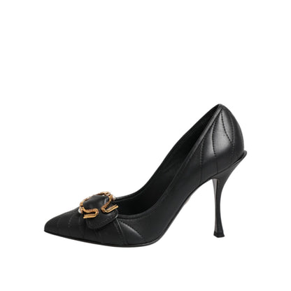 Dolce & Gabbana Black Devotion Leather Heels Pumps Shoes