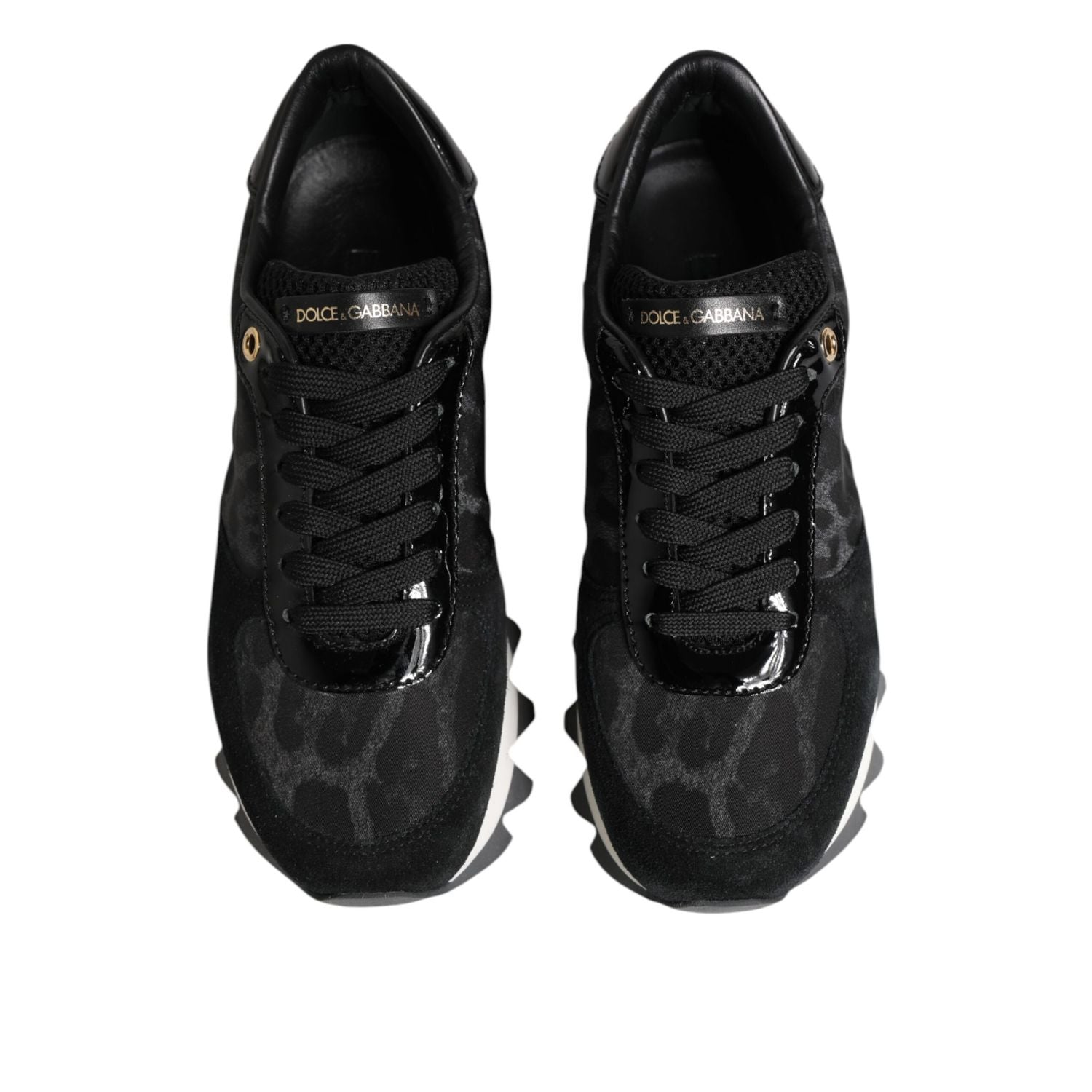 Dolce & Gabbana Black Gray Leopard Low Top Sneakers Shoes