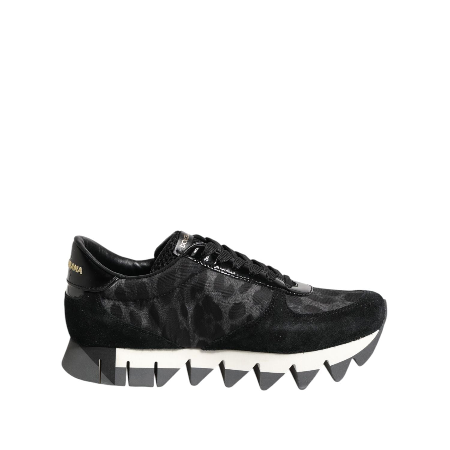 Dolce & Gabbana Black Gray Leopard Low Top Sneakers Shoes