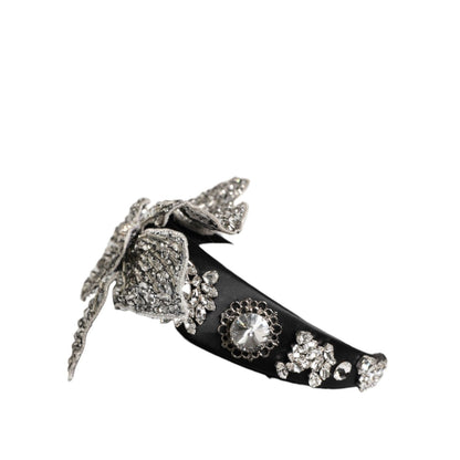 Dolce & Gabbana Black Hair Flower Crystal LIMONI Women Headband Diadem
