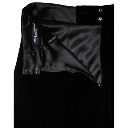 Dolce & Gabbana Black High Waist Fit Flared Midi Skirt