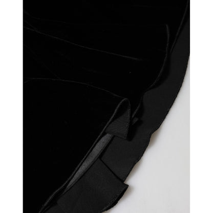 Dolce & Gabbana Black High Waist Fit Flared Midi Skirt