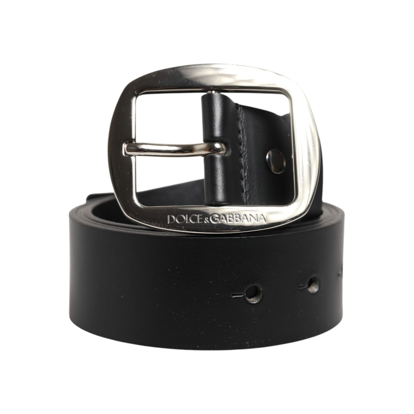 Dolce & Gabbana Black Leather Classic Metal Buckle Belt