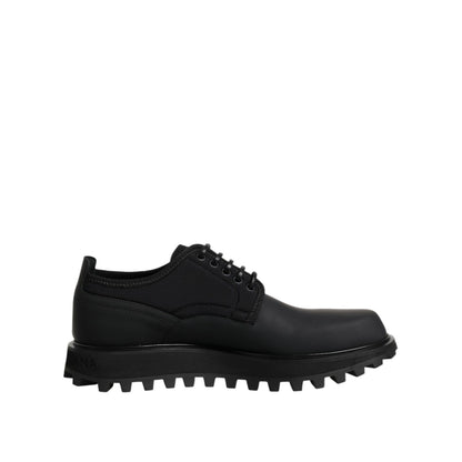 Dolce & Gabbana Black Leather Lace Up Trekking Dress Shoes