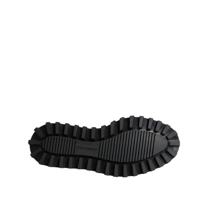 Dolce & Gabbana Black Leather Lace Up Trekking Dress Shoes