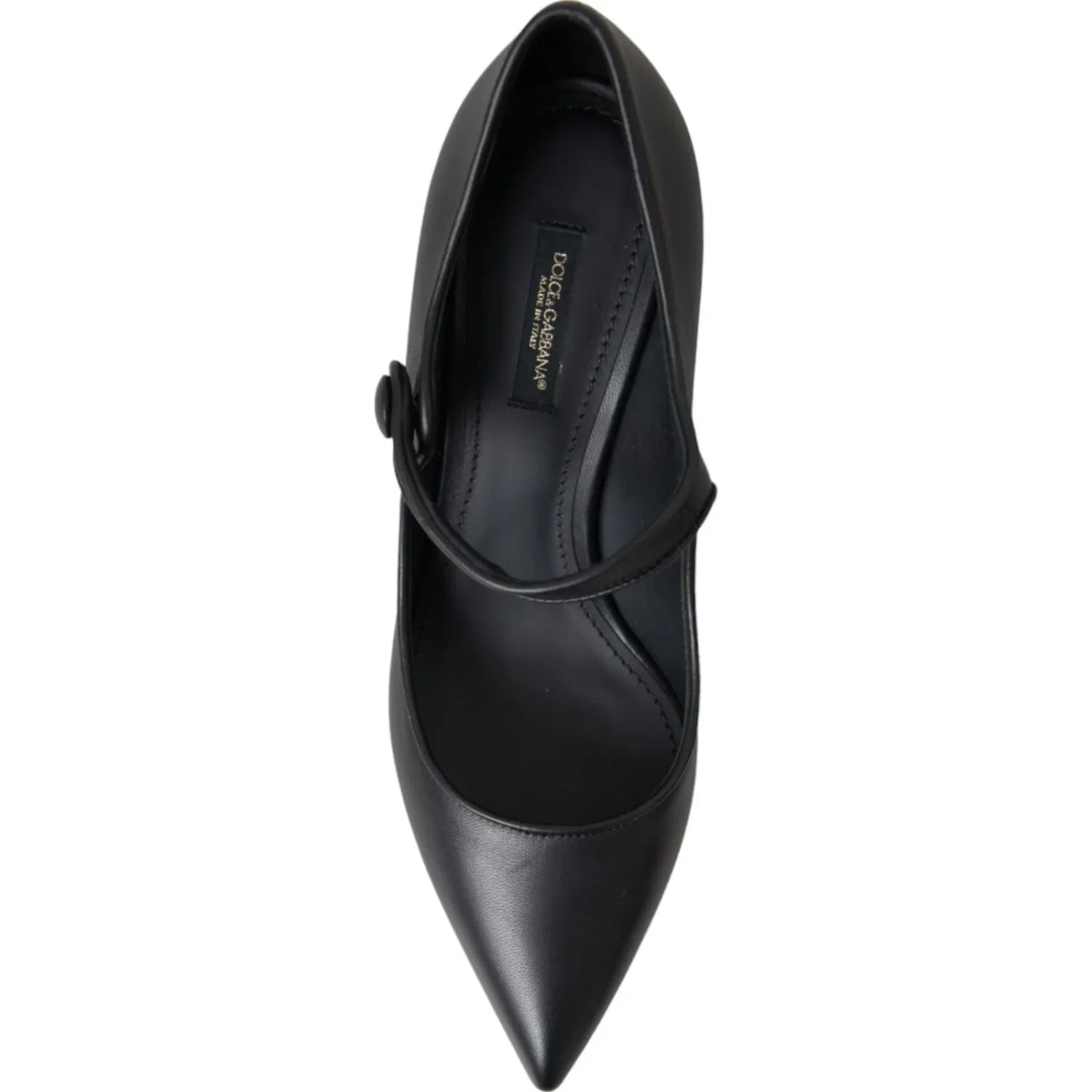 Dolce & Gabbana Black Leather Logo Heels Mary Janes Pumps Shoes