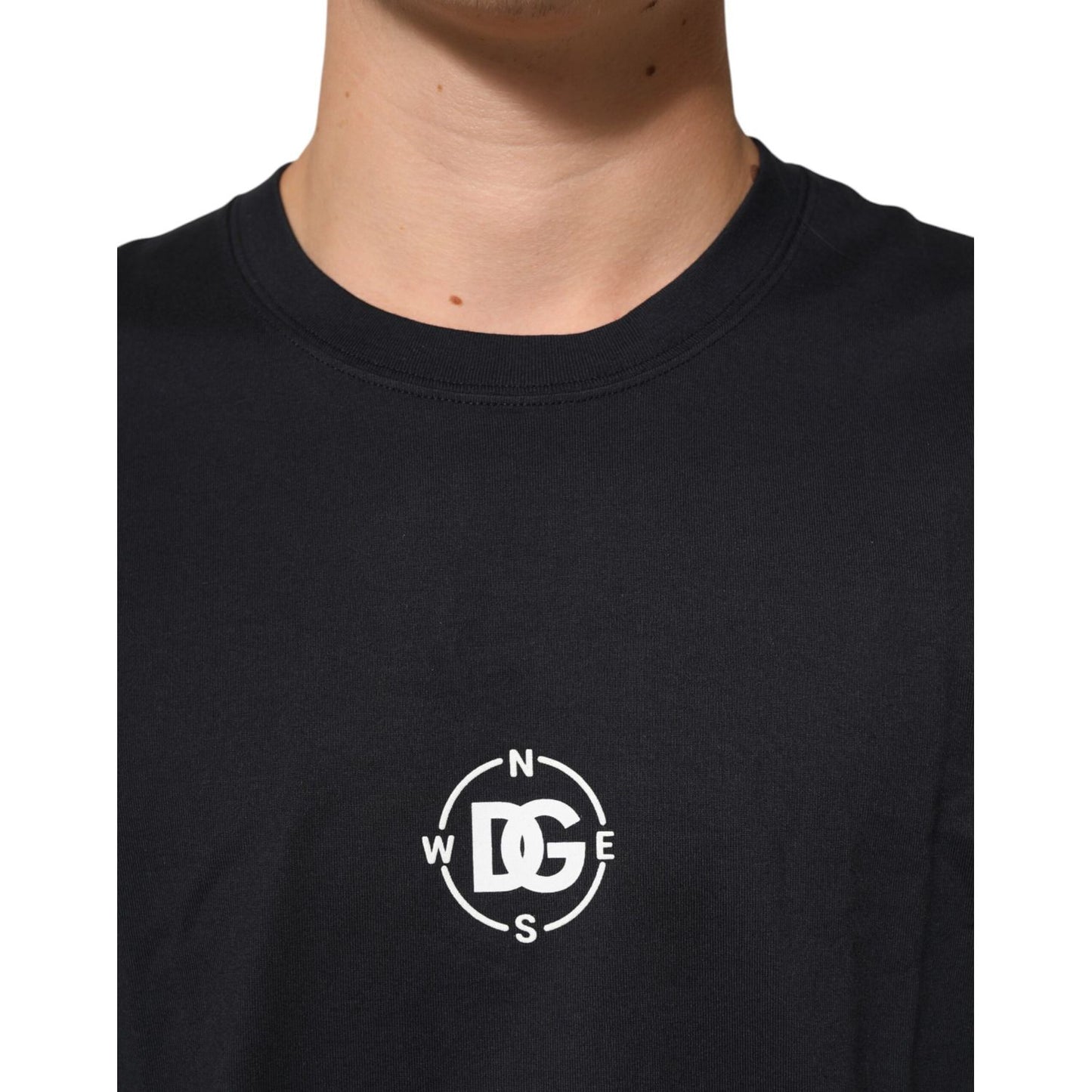 Dolce & Gabbana Black Logo Compass Cotton Crew Neck T-shirt