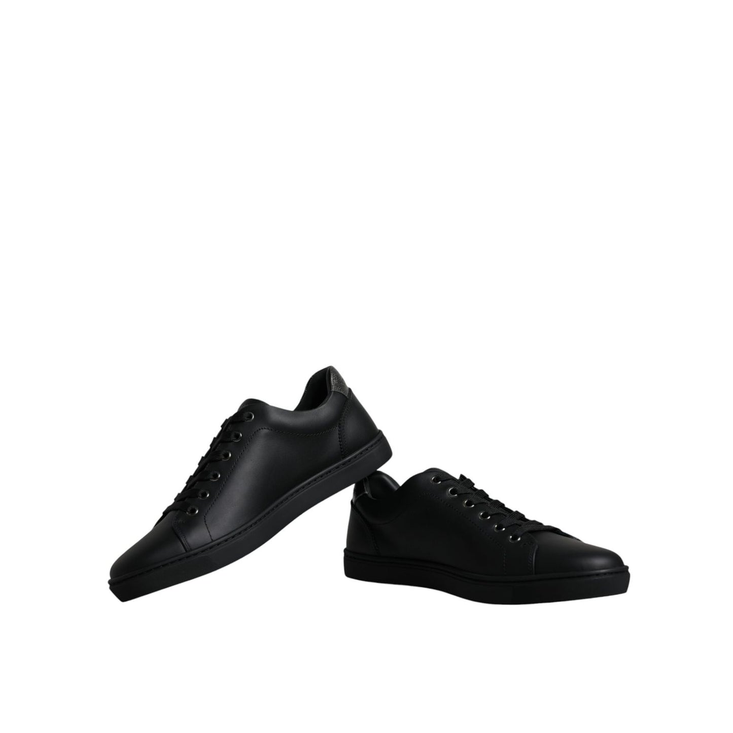 Dolce & Gabbana Black London Sacred Heart Men Sneakers Shoes, calf leather, exclusive design, lace-up, rubber sole, Italian craftsmanship.