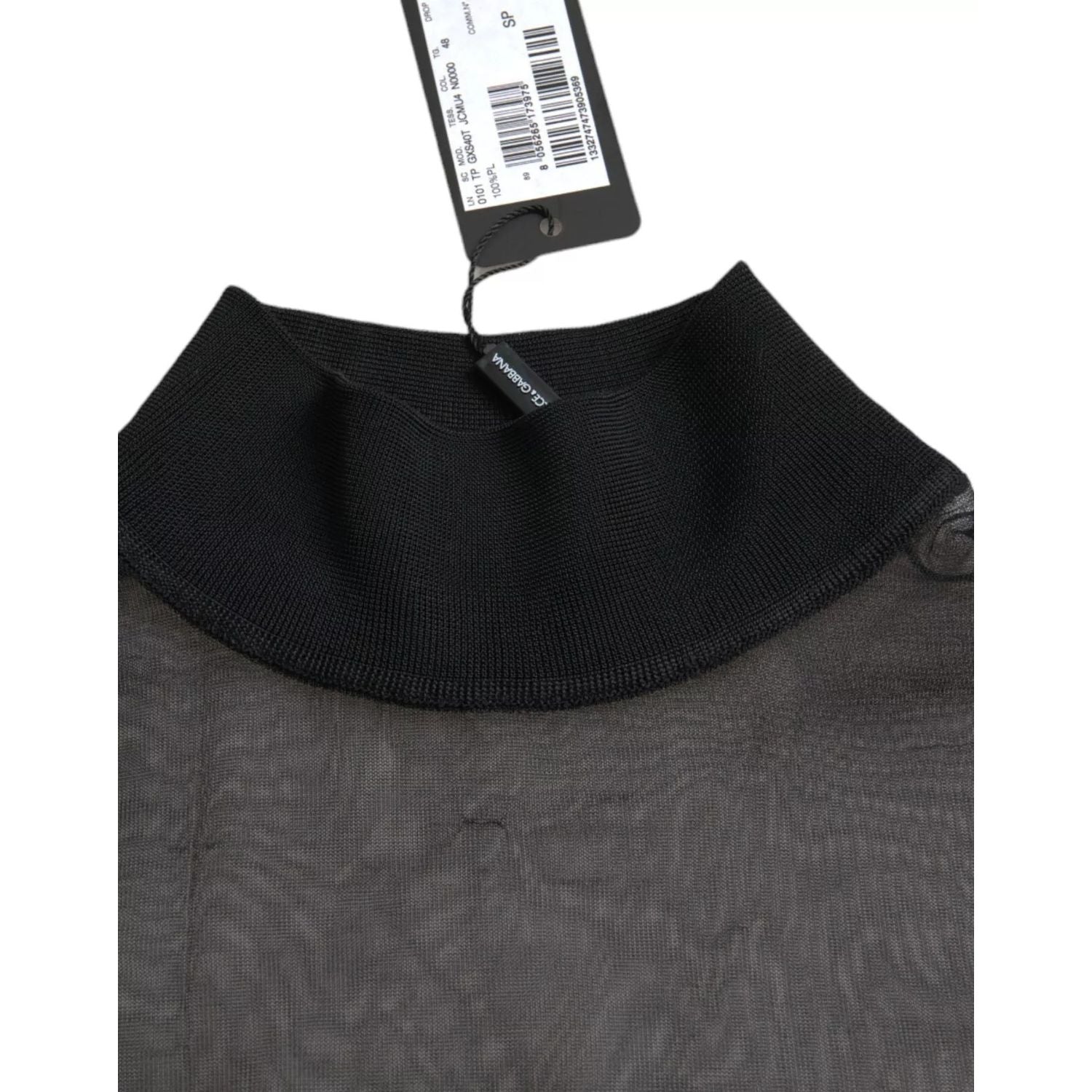 Dolce & Gabbana Black Mesh Turtleneck Sheer Blouse Top