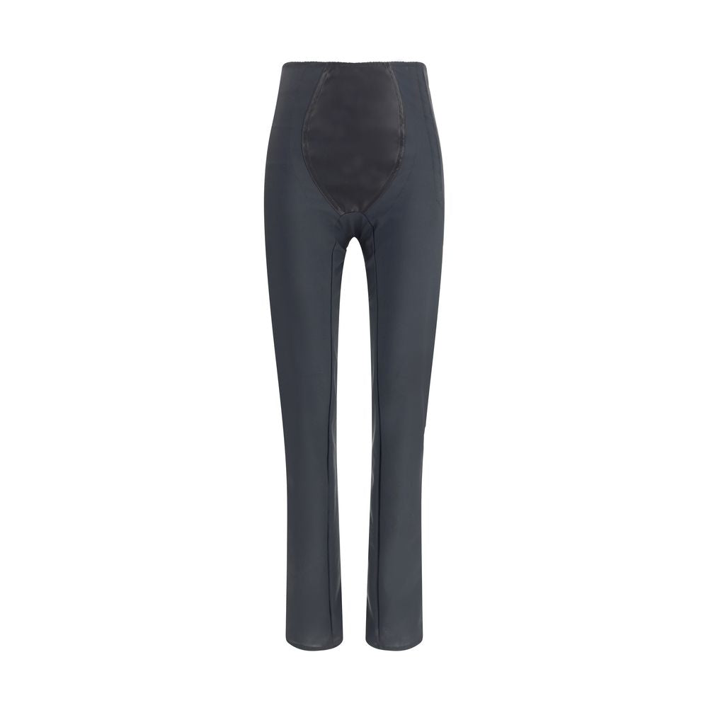 Front view of Dolce & Gabbana Black Nylon Athletic Pants with satin insert and elastic waist for elegant and comfortable fit.