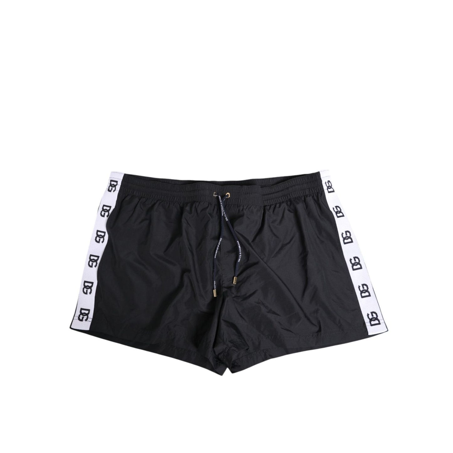 Dolce & Gabbana Black Nylon Side Logo Tape Shorts Swimwear