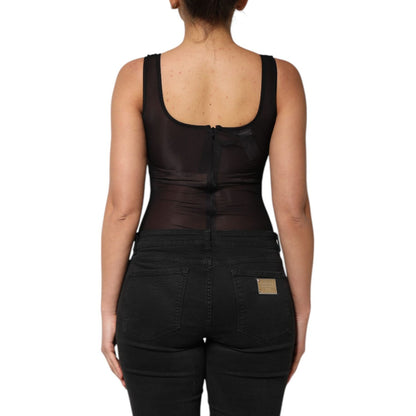 Dolce & Gabbana Black Nylon Sleeveless Round Neck Tank Top