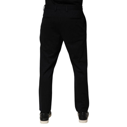 Dolce & Gabbana Black Stripes Viscose Skinny Dress Men Pants