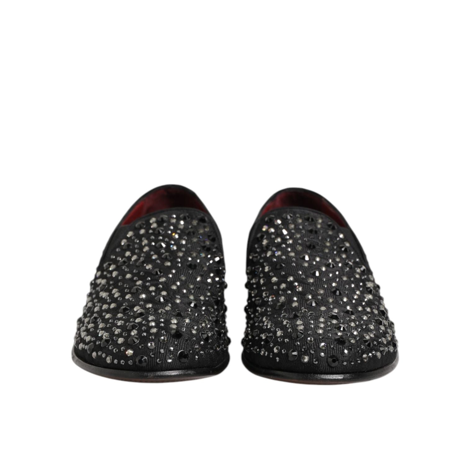 Dolce & Gabbana Black Suede Crystal Embellished Loafer Shoes