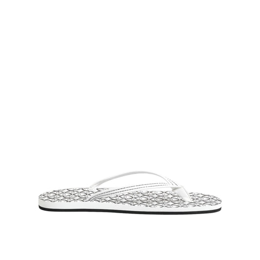 Dolce & Gabbana Black White Logo Beachwear Flats Slipper Shoes in high-quality calf leather with logo details, made in Italy.