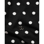 Dolce & Gabbana Black White Stripe Polka V-Neck Pullover Sweater detail with polka dots and logo