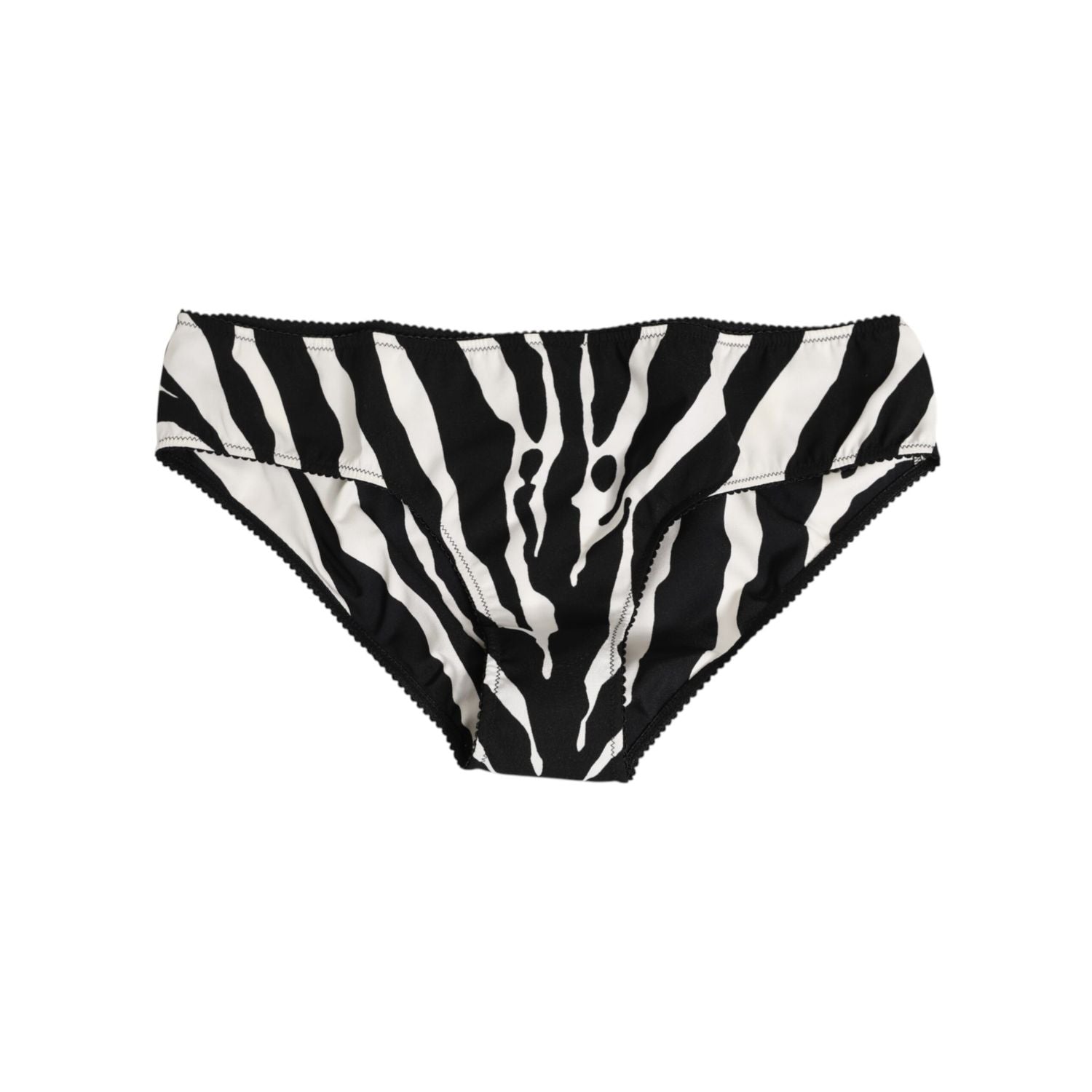 Dolce & Gabbana Black White Zebra Print Slip Briefs Underwear