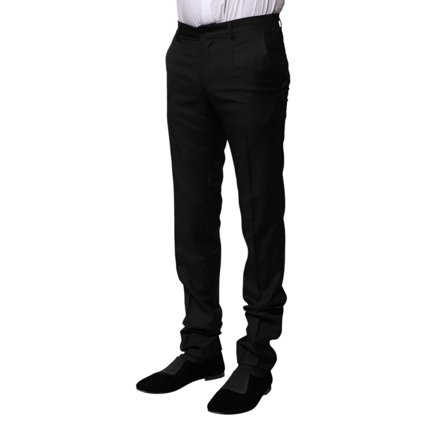 Dolce & Gabbana Black Wool Formal Men Slim Pants