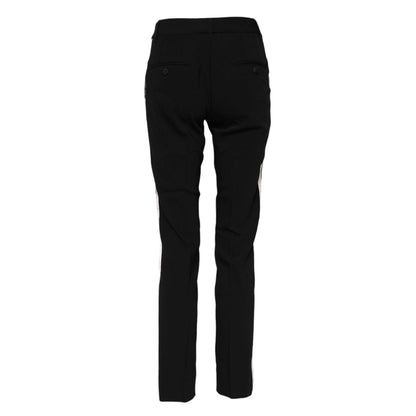Dolce & Gabbana Black Wool Mid Waisted Tapered Dress Pants