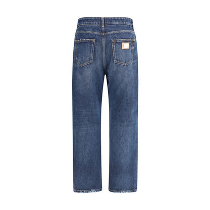 Dolce & Gabbana Blue Cotton Boyfriend Jeans