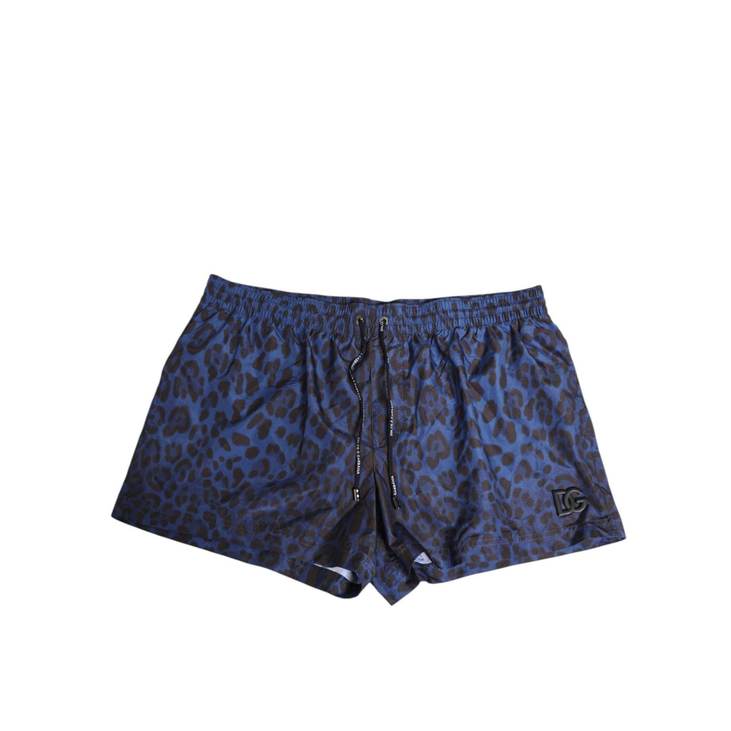 Dolce & Gabbana Blue Leopard Print Polyester Elastic Waistband Swimwear