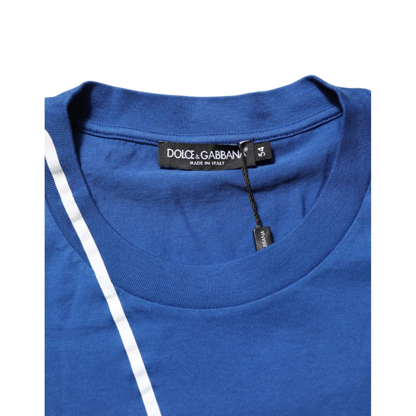 Dolce & Gabbana Blue Logo Print Cotton Crew Neck Men T-shirt