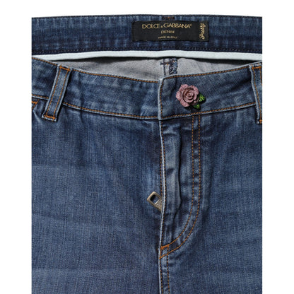Dolce & Gabbana Blue Low Waist Cotton Skinny Denim Jeans
