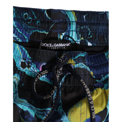 Dolce & Gabbana Blue Marble Print Logo Men Boxer Short Swimwear