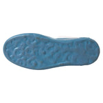 Underside of Dolce & Gabbana Blue White Printed Portofino Melt Sneakers with textured blue rubber sole.