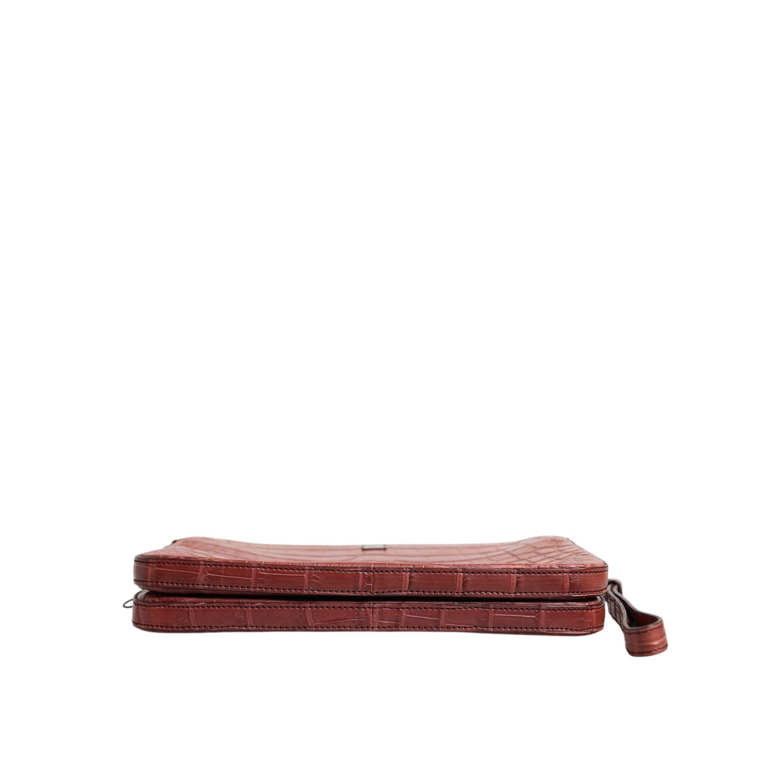 Dolce & Gabbana Bordeaux Croc Leather Logo Plaque Men Briefcase Bag