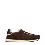Dolce & Gabbana Brown Fabric Low Tops with front and back logo in woven design
