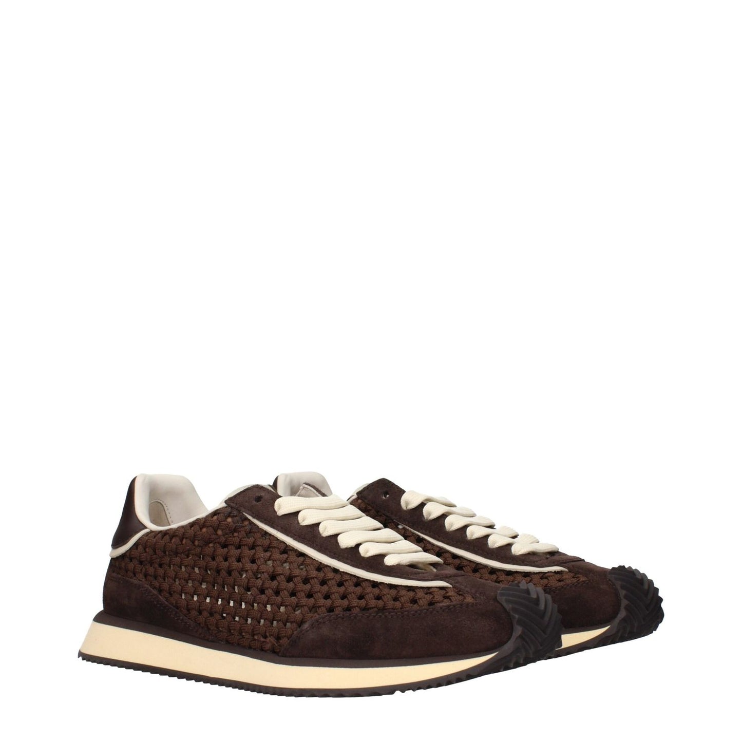 Dolce & Gabbana Brown Fabric Low Tops sneakers with front and back logo details.