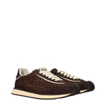 Dolce & Gabbana Brown Fabric Low Tops sneakers with front and back logo details.