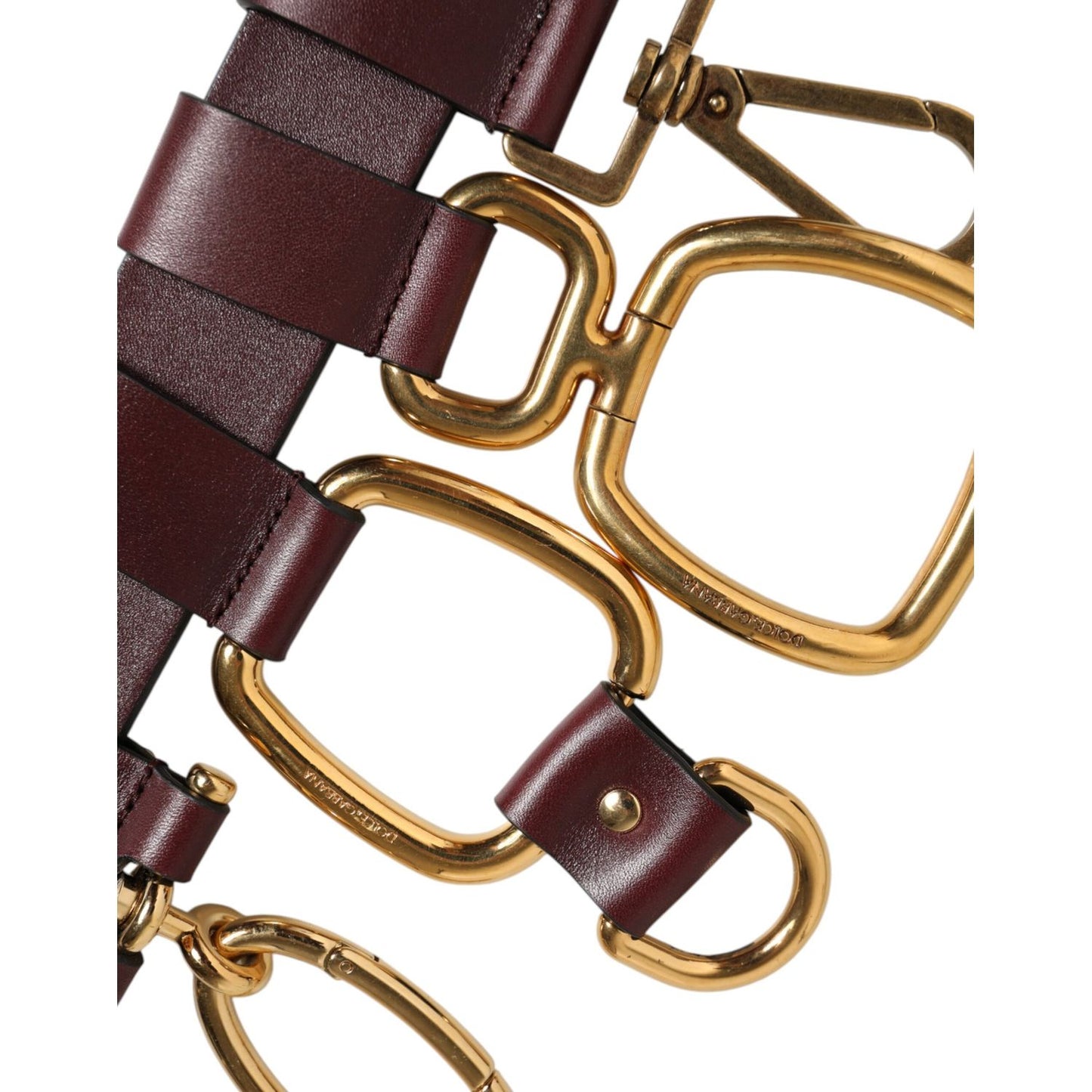 Dolce & Gabbana Brown Key Ring Clip Attachments Buckle Belt