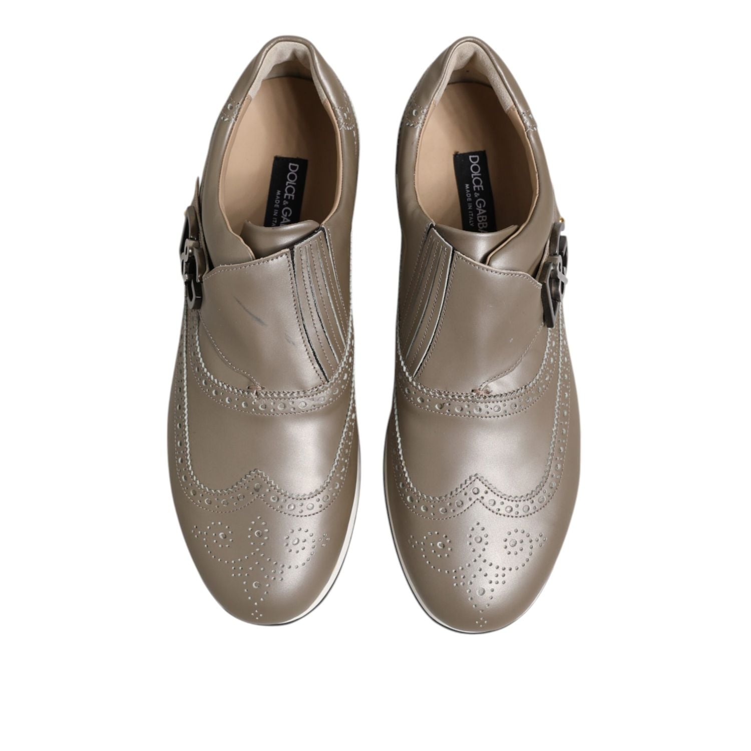 Dolce & Gabbana Brown Leather Men Low Top Sneakers Shoes