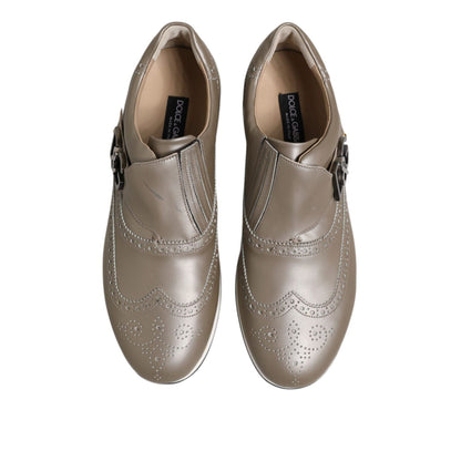 Dolce & Gabbana Brown Leather Men Low Top Sneakers Shoes
