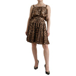 Dolce & Gabbana Brown Leopard Print Sleeveless A-line Dress