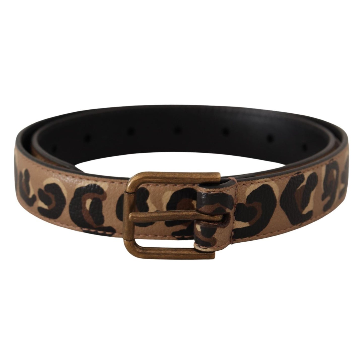 Dolce & Gabbana Brown Leopard Print Vintage Metal Waist Buckle Belt