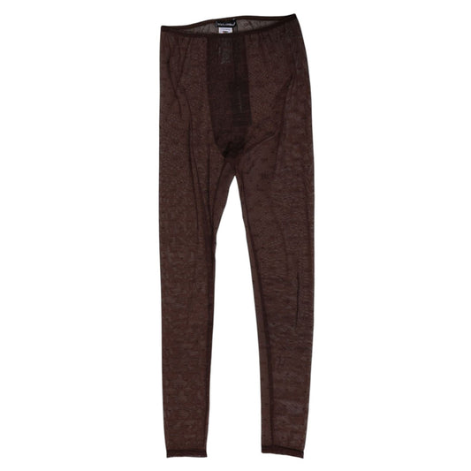 Dolce & Gabbana Brown Nylon Logo Lace Leggings Pants Underwear, 100% Authentic, sleek body-hugging silhouette, Italian made luxe design.