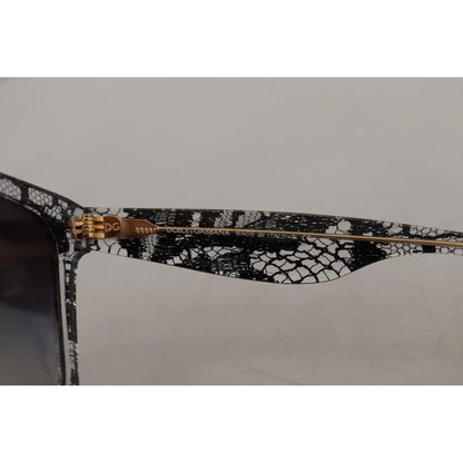 Close-up of Swarovski crystal detail on Dolce & Gabbana DG4190 Black Lace Acetate Crystal Round Sunglasses.