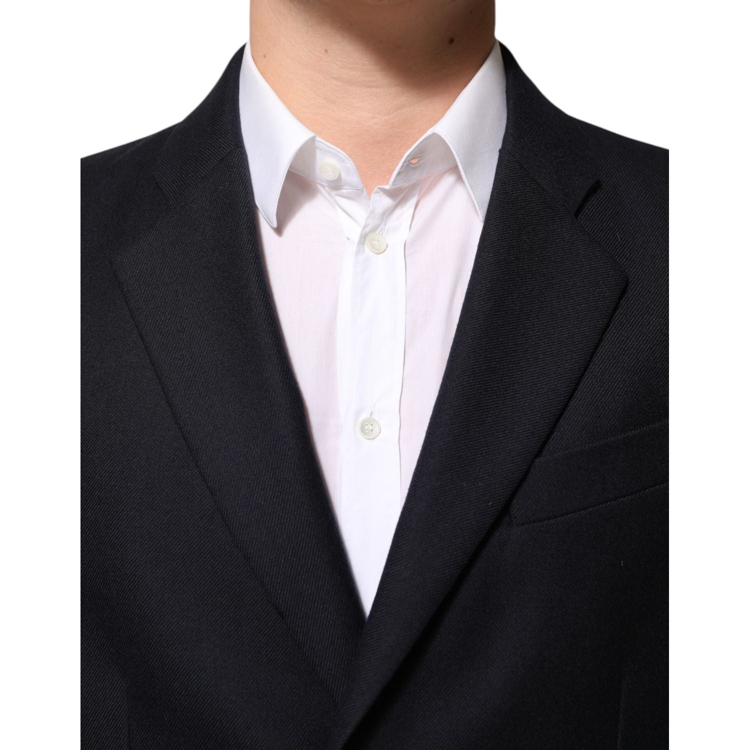 Dolce & Gabbana Dark Blue Wool Men Jacket Coat Blazer Suit