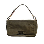 Dolce & Gabbana Dark Green Nylon Logo Plaque Shoulder Strap Borse Bag